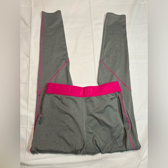 Nike Pro Gray and Pink Dri-Fit Leggings - Picture 2 of 9